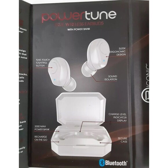 BICONIC Power Tune True Bluetooth Wireless Earbuds w/Power Bank White NIB Gift - Picture 3 of 6
